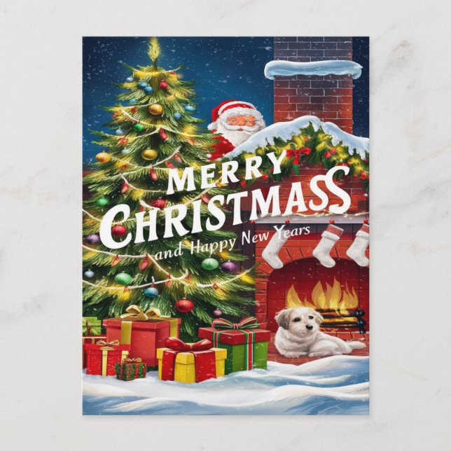 Festiv Vänlig Luffe Vid Öppen Spis Vykort (Framsida)