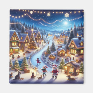 Festiv vinter julby natt magnet