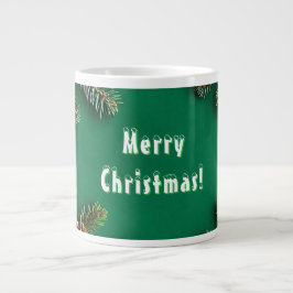 Festiv vintergrön kant med tallkottar jumbo mugg
