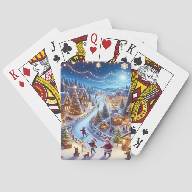 Festiv vinters julby natt casinokort (Baksidan)