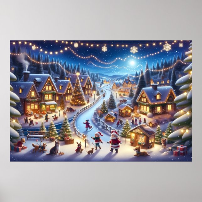 Festiv vinters julby natt poster (Framsidan)