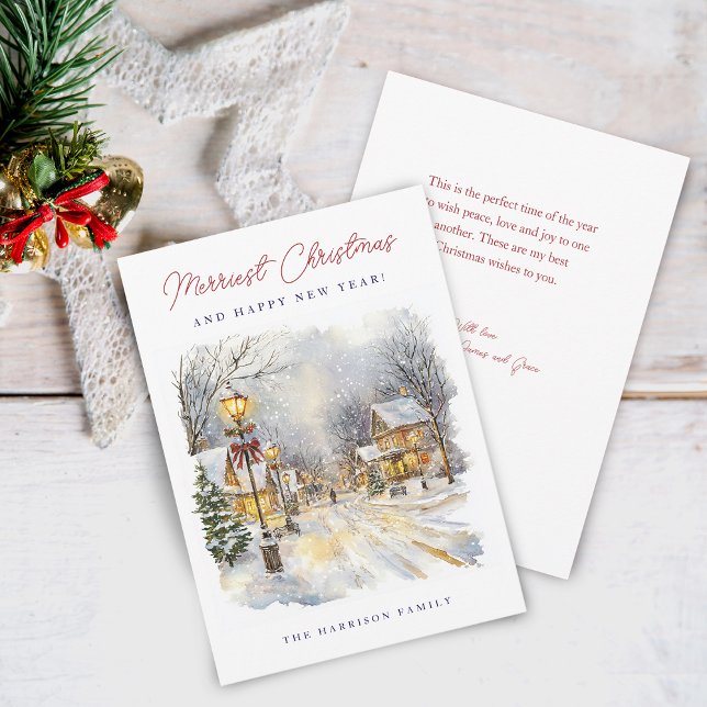 Festiv vinterscen Gladaste jul Julkort (Festive Winter Scene Merriest Christmas Holiday Card)