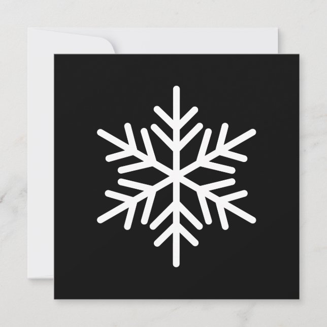 Festiv vit nordisk snöflinga på modern svart julkort (Framsida)