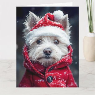 Festiv Westie i snön Kort