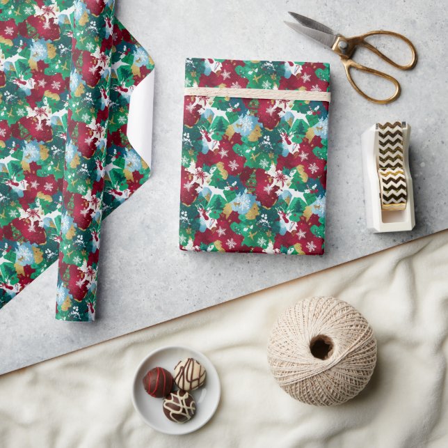 Festiva akvarell jul siluetter  presentpapper (Hantverk)