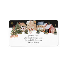 Festiva akvarell julscenetiketter