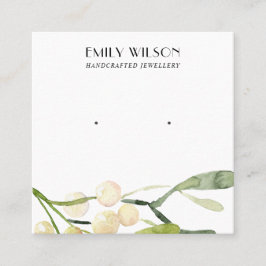 FESTIVA CHRISTMAS SNÖ BERRY STUDERAD ÖKAD VISNING FYRKANTIGT VISITKORT