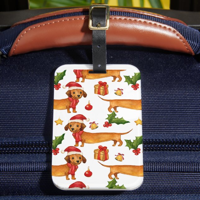 Festiva dachshund julmönster bagagebricka (Framsida Insitu 2)