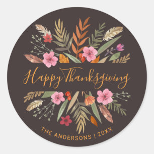 FESTIVA FALDFOLIAGER I happy thanksgiving Runt Klistermärke