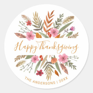 FESTIVA FALDFOLIAGER I happy thanksgiving Runt Klistermärke