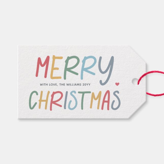 Festiva Färgglada God Jul Presentkort Presentetikett (Framsidan (Horisontell))