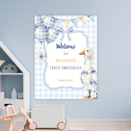 Festiva gåsballonger Pojke Första födelsedagen Väl Poster