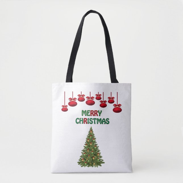 Festiva glada jul buske träd dekoration ljus tygkasse (Framsida)