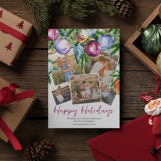 Festiva glaskulor familj 5 Foto julkort (Skapare uppladdad)