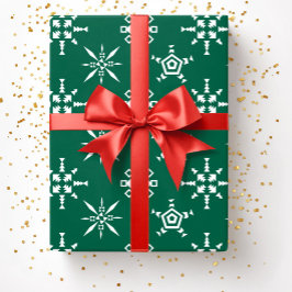 Festiva gröna snöflingor jul presentpapper