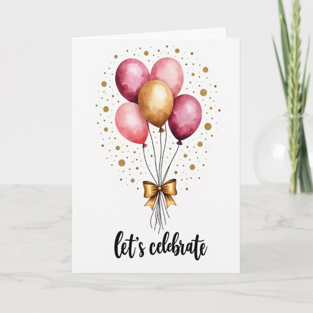 Festiva Guld Ballonger Kort (Framsida)