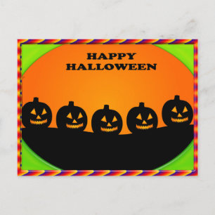 Festiva Halloweensilhuetter av Jack o' Lantern Vykort