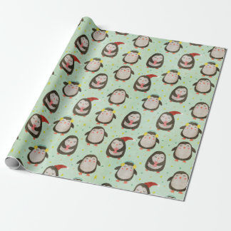 Festiva Handritade Pingviner Julhatt Mint Presentpapper