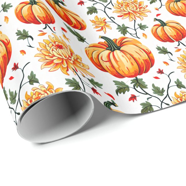 Festiva höstpumpor och krysantemum presentpapper (Rullad Hörn)