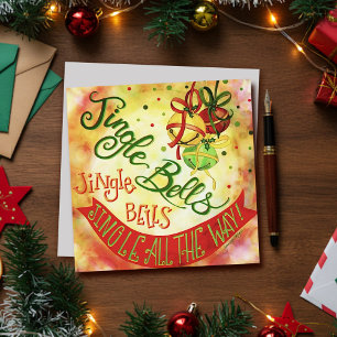 Festiva Jingle Bells Vacker Jul Inspiration Julkort