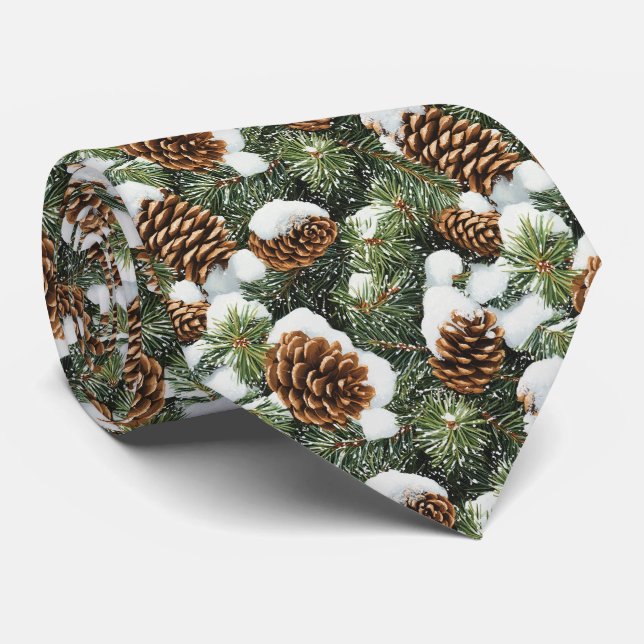 Festiva kaklade snöiga kottar  slips (Rullad)