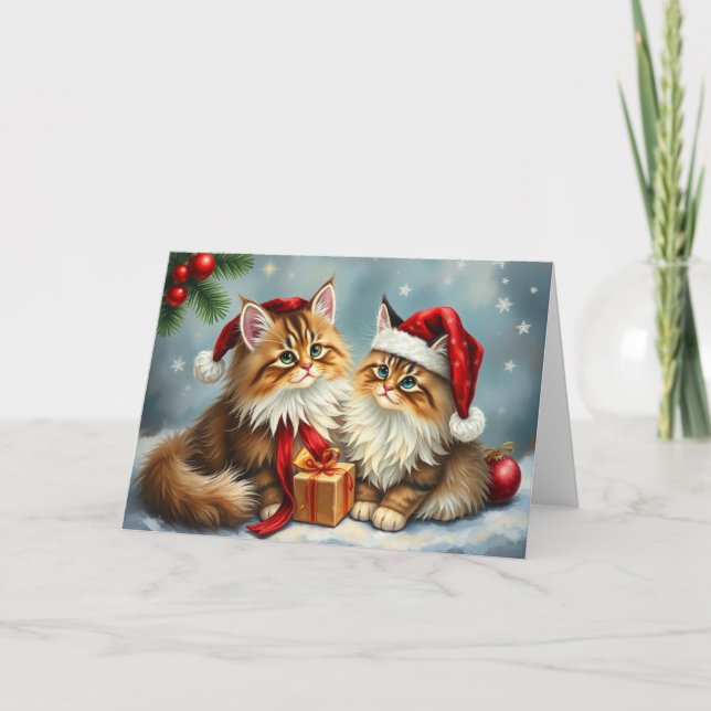 Festiva Katter Julkort Tack Kort (Framsida)