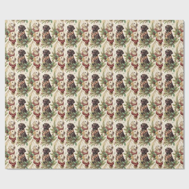 Festiva Labrador-hundar Jul Akvarell Presentpapper (Platt)
