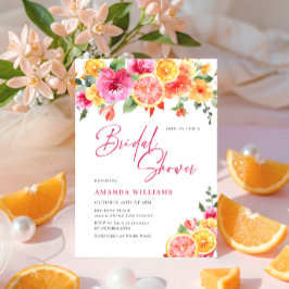 Festiva ljusa blommor Blommig citrus Bröllopsdusch Inbjudningar