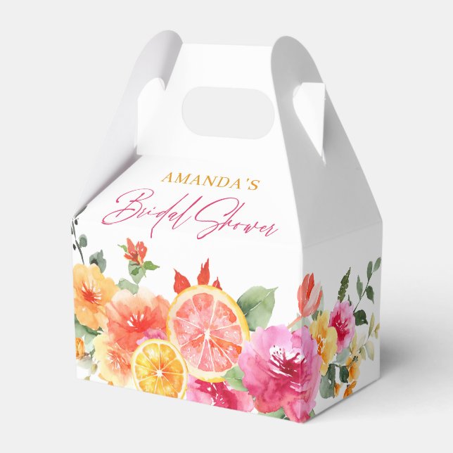 Festiva ljusa blommor skiva citrus bröllopsdusch presentaskar (Framsidan Sidan)