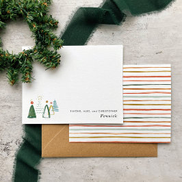 Festiva moderna vattenfärg julgranar semester anteckningskort