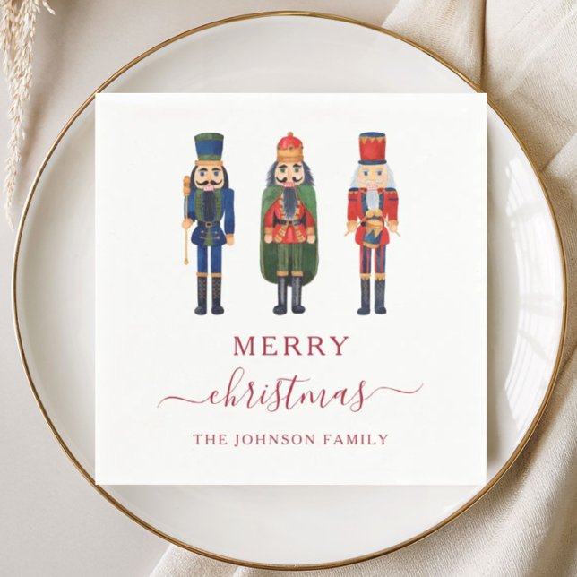 Festiva nötknäppare manus jul pappersservett (Festive Nutcrackers Script Christmas Napkins)