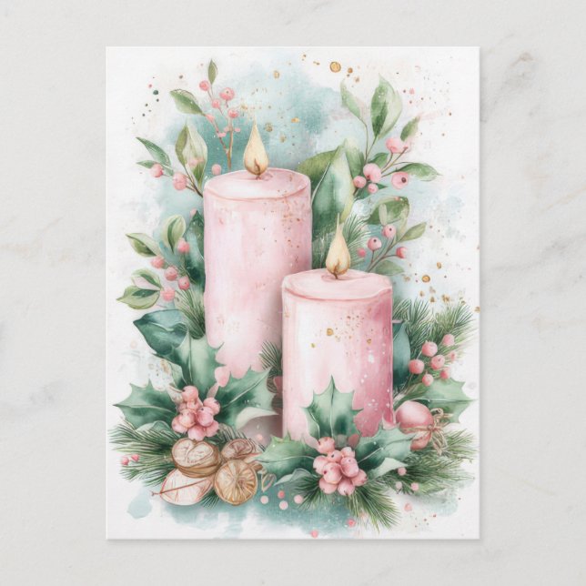 Festiva och eleganta Pastelljulgranskyltar Vykort (Framsida)