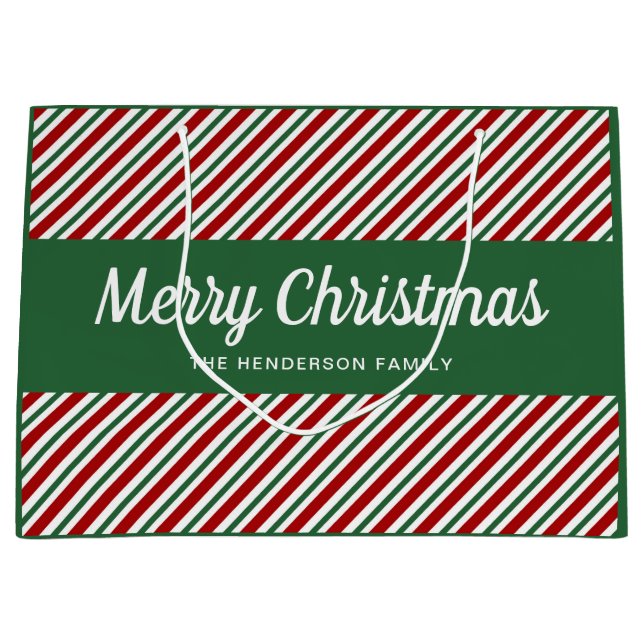 Festiva röda och gröna ränder God Jul (Framsidan)