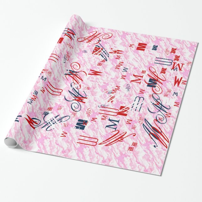 Festiva rosa fuchsia moln dekoration presentpapper (Utrullad)