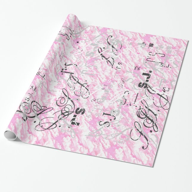 Festiva rosa fuchsia moln dekoration presentpapper (Utrullad)