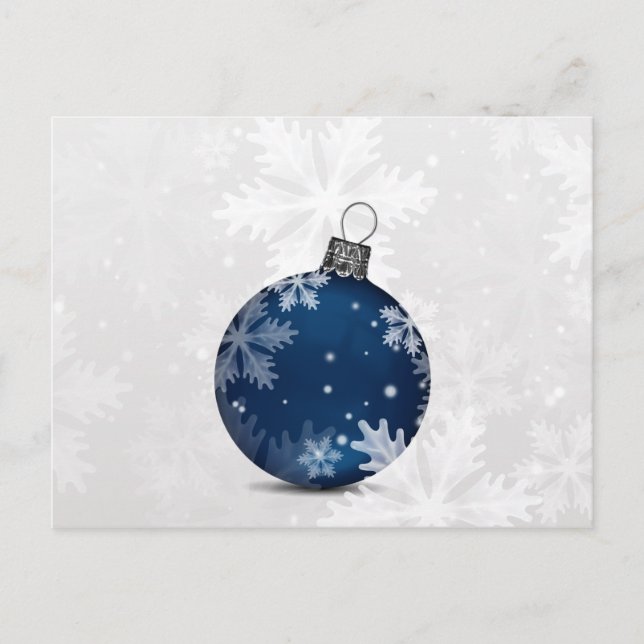 festiva silver marinblå ornament Jul-kort Helg Vykort (Framsida)