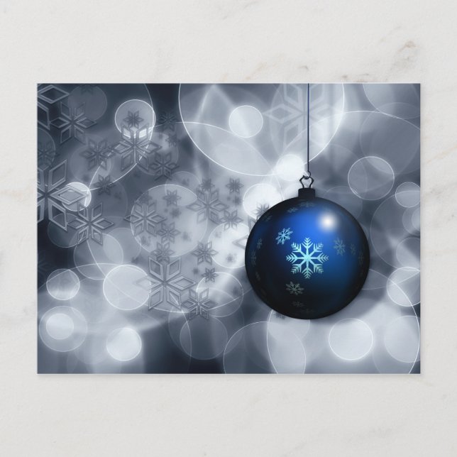 festiva silver och blå ornament Jul-kort Helg Vykort (Framsida)