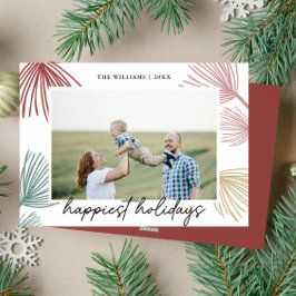 Festiva tallgren Gladlig jul familjefoto Julkort