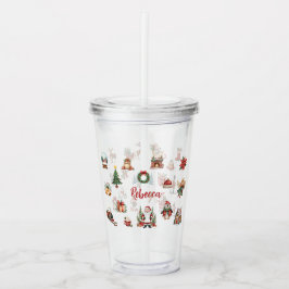 Festiva vattenfärg julikoner Holiday Tumbler Take Away Mugg