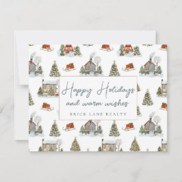 Festiva vinterhus God jul Fastighetsförmedling   Julkort
