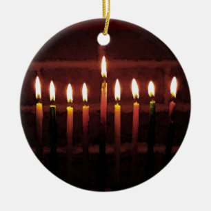 Festival av den ljusa Hanukkah menoran Julgransprydnad Keramik