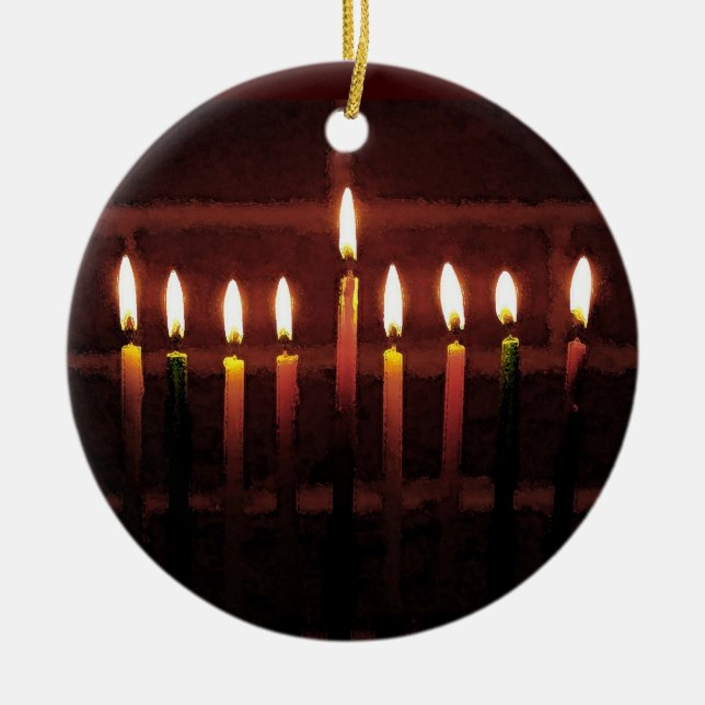 Festival av den ljusa Hanukkah menoran Julgransprydnad Keramik (Framsidan)