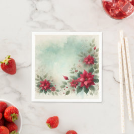 Festival blomtvätt kant Poinsettia Découpage Pappersservett