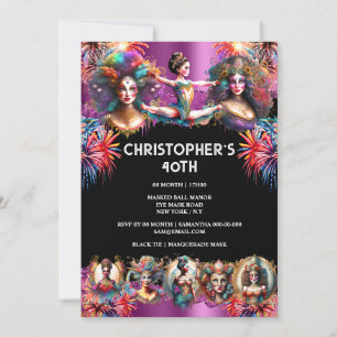 Festival carnival show party Fireworks lila roligt Inbjudningar