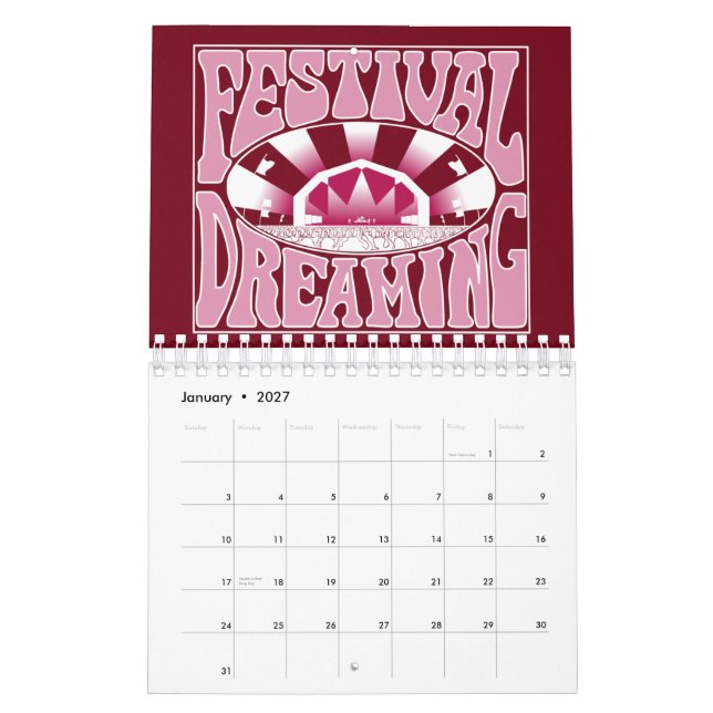 Festival Dreaming Retro White-Rosa-Cranberry Kalender (Jan 2027)