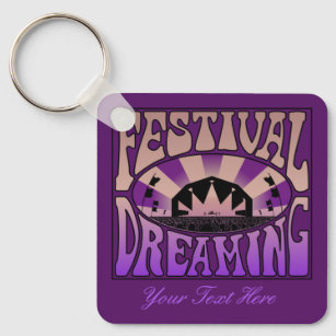 Festival Dreaming Vintage Retro Brown-Mauve lila Nyckelring