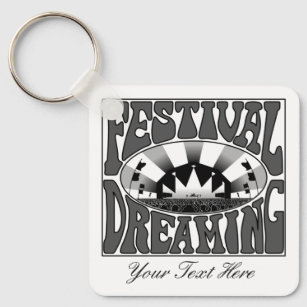 Festival Dreaming Vintage Retro Monokrome-Anpassni Nyckelring