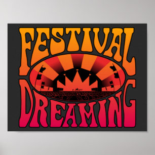 Festival Dreaming Vintage Retro Red Gult Graphic Poster