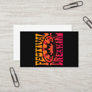Festival Dreaming Vintage Retro Red Gult Graphic Visitkort