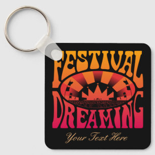 Festival Dreaming Vintage Retro Red-Gult + svart Nyckelring